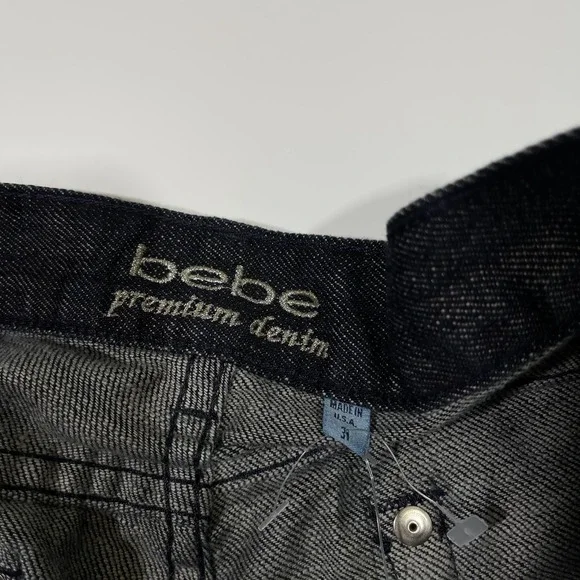 Vintage Y2K Bebe Dark Wash Black Flare Low Rise Jeans Womens Size 31 (34x35) USA - Picture 8 of 9